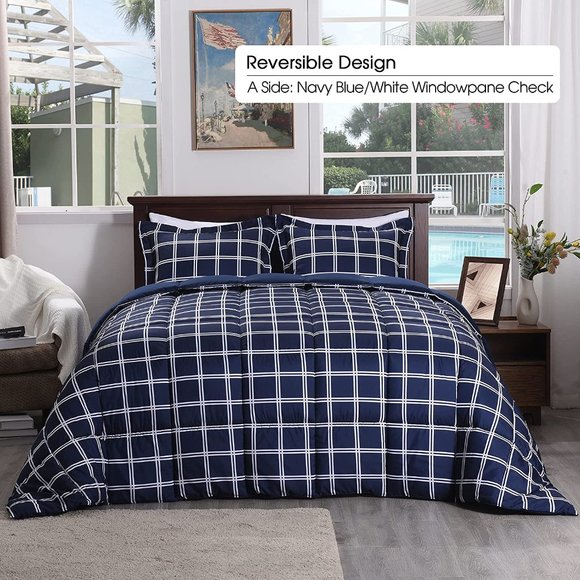 New King or Queen  Size Comforter Set -  Reversible Down Alternative - Picture 4 of 6